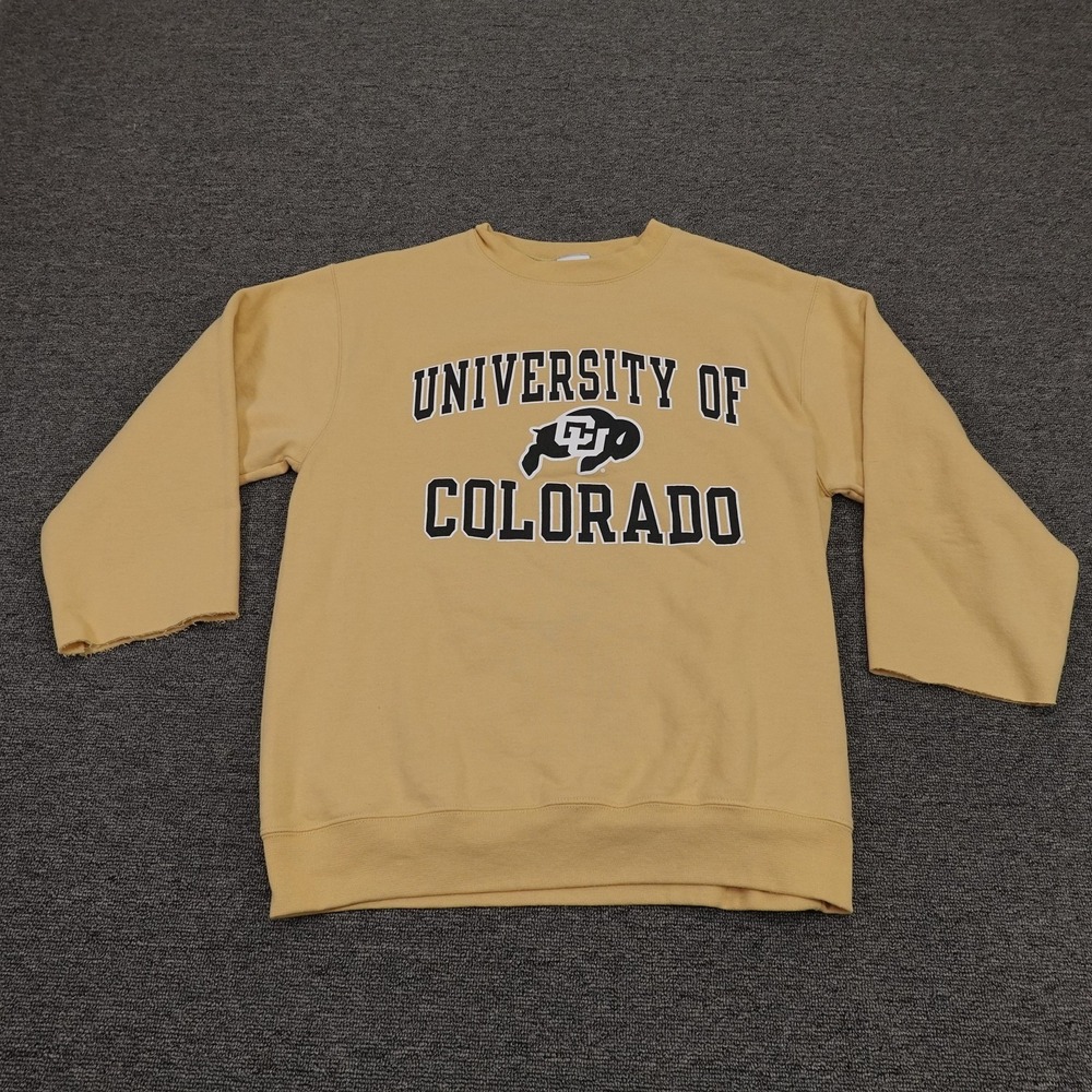 Colorado Buffaloes Sweatshirt Mens Medium Gold NCAA Basketball Champion Cutoff